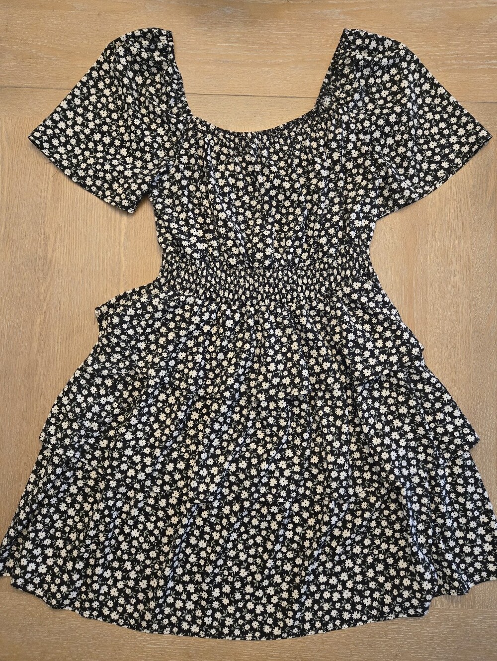 Pretty Garden Floral Mini Tiered Ruffle Dress
